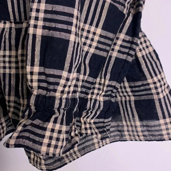 Madewell Courtyard Ruffle-Hem Top in Metallic Plaid Size Medium - Picture 7 of 8